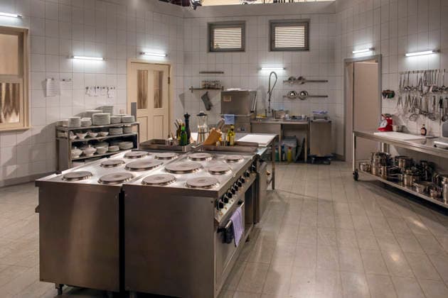 September 16, 2026, ARD telenovela *Sturm der Liebe*, photo shoot for Season 23 on the film set in Munich, at Bavaria Film in Geiselgasteig, in the studio set of the fictional Fürstenhof Hotel’s kitchen, September 16, 2026, ARD series *Sturm der Liebe* September 16, 2026, ARD series *Sturm der Liebe*