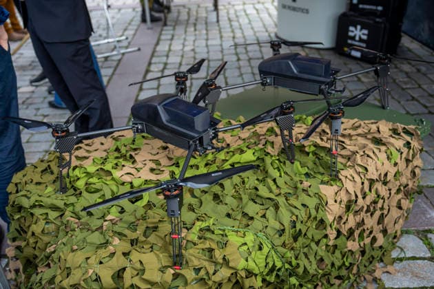Army Summit 2026 Oslo 20260917 Military drones on display outside the Army Summit at Akershus Fortress The Army and the Norwegian Atlantic Committee are organizing Army Summit 2026, which focuses on building European and Norwegian land defense Photo: Heiko Junge, NTB, Oslo, Norway 6auIgkneuK0 EDITORIAL USE ONLY Ref BNC POL6auIgkneuK0 jpg  Copyright: xHeikoxJungex xNTBx