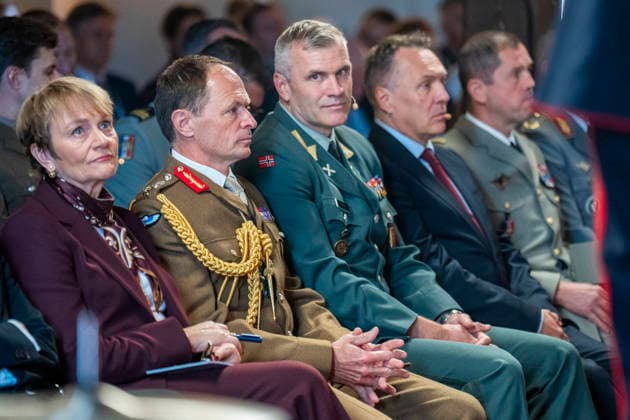 Army Summit 2026 Oslo 20260917 Kate Hansen Bundt, Secretary General of the Norwegian Atlantic Committee; General Sir Roly Walker, Chief of the British Army; Chief of the Army, Major General Lars S. Lervik, and Minister of Defense Troe Sandvik duri  Copyright: xHeikoxJungex xNTBx