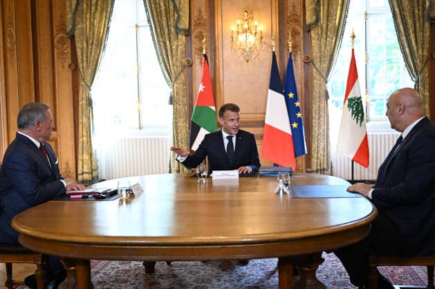 Emmanuel Macron, President of the French Republic; King Abdullah II of Jordan; Joseph Aoun, President of Lebanon. President Macron of the French Republic hosts the King of Jordan and Joseph Aoun, President of the Lebanese Republic, for a meeting at the Hôtel des Invalides in Paris, on September 17, 2026. The three leaders are working to strengthen Lebanon’s sovereignty and security, which are essential to the stability of the entire region. Together, they open a meeting of high-level military experts as part of the Aqaba Process, aimed at supporting the Lebanese Armed Forces, a pillar of the country’s sovereignty and indispensable for enabling the state to fully ensure the security of its territory and exercise the state’s monopoly on arms  Copyright: xJeannexAccorsini Pool BestimagexJeannexAccorsini Pool Bestimagex
