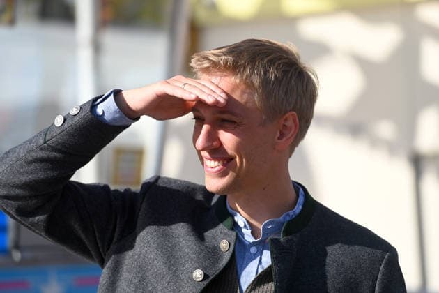 Mayor Dominik KRAUSE looks up at the sun, single frame, cropped shot, portrait, press tour ahead of the 191st Oktoberfest 2026 on September 17, 2026