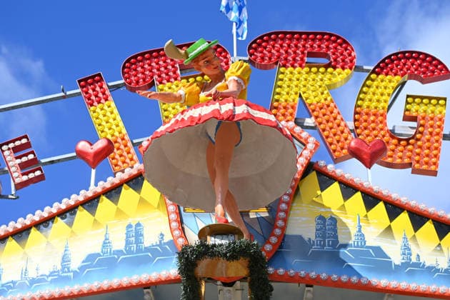 A sensually posed female figure, a doll in a maze ride, a carnival operator, and a press tour of the rides ahead of the 191st Oktoberfest in 2026 on September 17, 2026