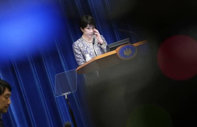 Japan PM reshuffles Cabinet Japanese Prime Minister Sanae Takaichi holds a press conference at the premier s office in Tokyo on Sept. 17, 2026, after reshuffling her Cabinet.  A14AA0005627734P