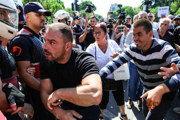 Protest in front of the Albanian Parliament in Tirana, Albania Protesters face police officers during a demonstration near the Albanian Parliament in Tirana, Albania, against the government following months of protests against a planned luxury tourism complex project in the protected area of Narta Lagoon in the city of Vlore, backed by a company linked to US President Donald Trump son-in-law, Jared Kushner, and his wife, Ivanka Trump here In Tirana, Albania, on September 17, 2026. Tirana Albania  Copyright: xMatrixxImages ArmandoxBabanix