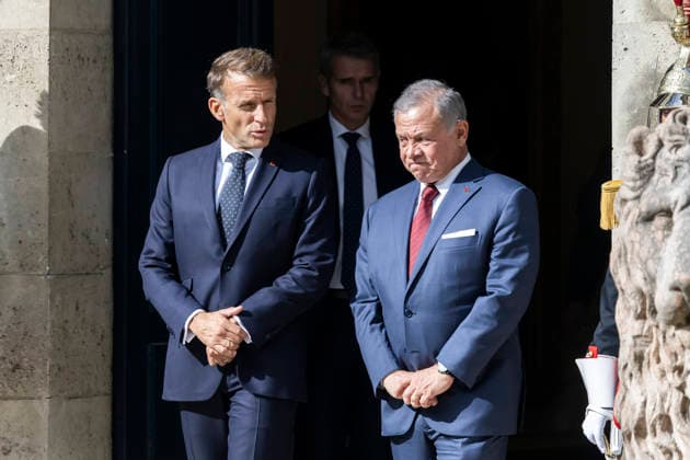 Paris, France September 17, 2026 - Meeting of the Aqaba process in support of the Lebanese armed forces at the Hotel des Invalides - Abdallah II, Emmanuel Macron POLITIQUE, ELYSEE, DIPLOMACIE, PAIX, LIBAN, PROCHE ORIENT, GEOPOLITIQUE, KING ABDULLAH II  Copyright: xVincentxIsorex