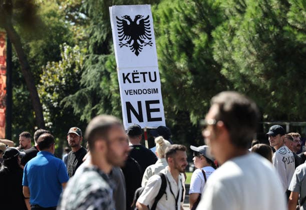 Protest in front of the Albanian Parliament in Tirana, Albania Protesters gather near the Albanian Parliament holding a banner reading Our Rules Here against the government following months of protests against a planned luxury tourism complex project in the protected area of Narta Lagoon in the city of Vlore, backed by a company linked to US President Donald Trump son-in-law, Jared Kushner, and his wife, Ivanka Trump here In Tirana, Albania, on September 17, 2026. Tirana Albania  Copyright: xMatrixxImages ArmandoxBabanix