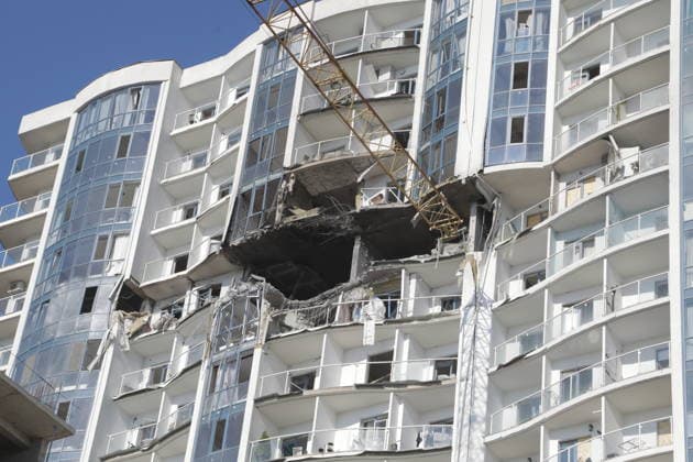 Russian attacks on Odesa cause destruction ODESA, UKRAINE - SEPTEMBER 17: A view of damaged 15th floor of a multi-story residential building following a Russian strike in Odesa, Ukraine, September 17, 2026. The attack caused severe structural damage to upper-level units, leaving debris and shattered walls throughout the complex. Arthur Shvits Anadolu Odesa Ukraine. Editorial use only. Please get in touch for any other usage.  Copyright: x2026xAnadoluxArthurxShvitsx