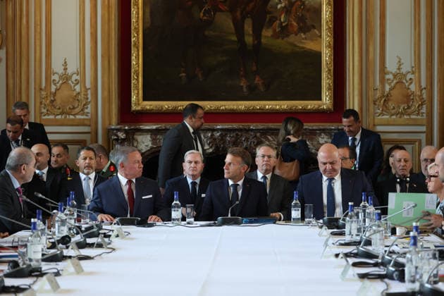 Leaders Of Jordan, Lebanon, France Meet In Paris To Discuss Lebanese Army Support French President Emmanuel Macron, Jordan s King Abdullah II and Lebanese President Joseph Aoun open the Aqaba Process meeting in support of the Lebanese Armed Forces (LAF) at the Hotel des Invalides in Paris, France, September 17, 2026. Photo by Gonzalo Fuentes Pool ABACAPRESS.COM PARIS France  Copyright: xFuentesxGonzalo Pool ABACAx