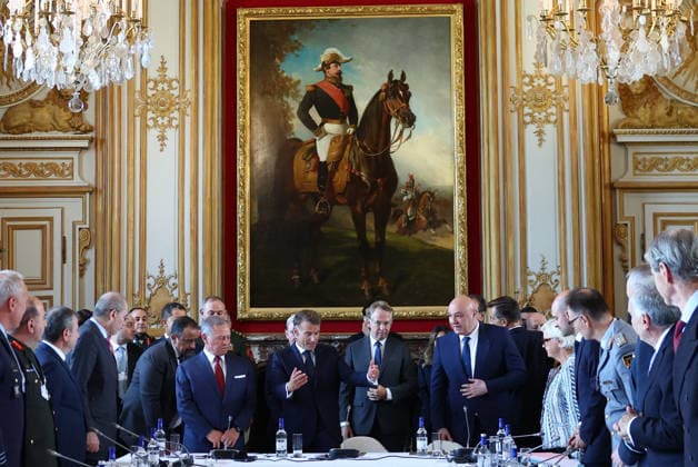 Leaders Of Jordan, Lebanon, France Meet In Paris To Discuss Lebanese Army Support French President Emmanuel Macron, Jordan s King Abdullah II and Lebanese President Joseph Aoun open the Aqaba Process meeting in support of the Lebanese Armed Forces (LAF) at the Hotel des Invalides in Paris, France, September 17, 2026. Photo by Gonzalo Fuentes Pool ABACAPRESS.COM PARIS France  Copyright: xFuentesxGonzalo Pool ABACAx
