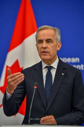 Canadian delegation at European Parliament in Strasbourg STRASBOURG, FRANCE - SEPTEMBER 17: Canadian Prime Minister Mark Carney speaks during a joint press conference with European Parliament President Roberta Metsola at the European Parliament in Strasbourg, France on September 17, 2026. The press conference follows Carney’s formal address to the European Parliament. Ahmet Selcuk Cumhurlu Anadolu Strasbourg France. Editorial use only. Please get in touch for any other usage.  Copyright: x2026xAnadoluxAhmetxSelcukxCumhurlux