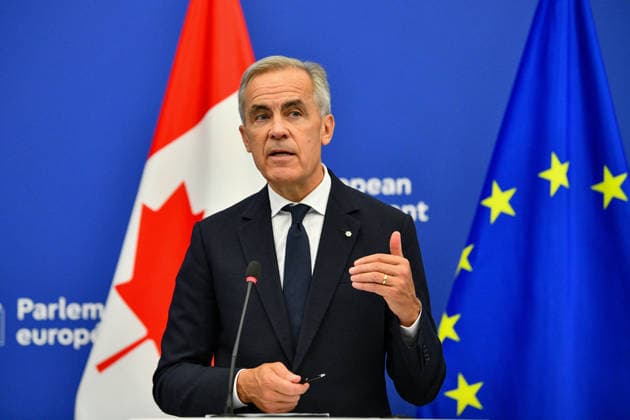 Canadian delegation at European Parliament in Strasbourg STRASBOURG, FRANCE - SEPTEMBER 17: Canadian Prime Minister Mark Carney speaks during a joint press conference with European Parliament President Roberta Metsola at the European Parliament in Strasbourg, France on September 17, 2026. The press conference follows Carney’s formal address to the European Parliament. Ahmet Selcuk Cumhurlu Anadolu Strasbourg France. Editorial use only. Please get in touch for any other usage.  Copyright: x2026xAnadoluxAhmetxSelcukxCumhurlux