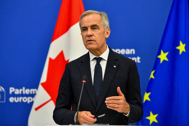 Canadian delegation at European Parliament in Strasbourg STRASBOURG, FRANCE - SEPTEMBER 17: Canadian Prime Minister Mark Carney speaks during a joint press conference with European Parliament President Roberta Metsola at the European Parliament in Strasbourg, France on September 17, 2026. The press conference follows Carney’s formal address to the European Parliament. Ahmet Selcuk Cumhurlu Anadolu Strasbourg France. Editorial use only. Please get in touch for any other usage.  Copyright: x2026xAnadoluxAhmetxSelcukxCumhurlux