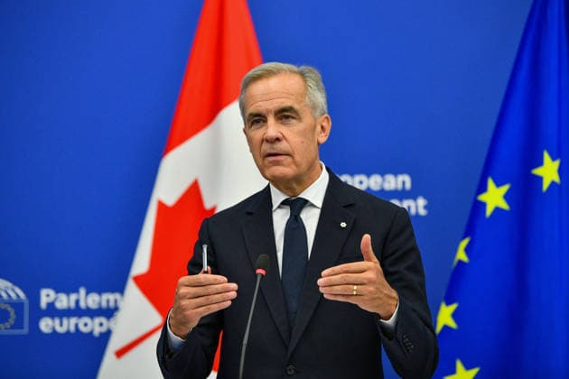 Canadian delegation at European Parliament in Strasbourg STRASBOURG, FRANCE - SEPTEMBER 17: Canadian Prime Minister Mark Carney speaks during a joint press conference with European Parliament President Roberta Metsola at the European Parliament in Strasbourg, France on September 17, 2026. The press conference follows Carney’s formal address to the European Parliament. Ahmet Selcuk Cumhurlu Anadolu Strasbourg France. Editorial use only. Please get in touch for any other usage.  Copyright: x2026xAnadoluxAhmetxSelcukxCumhurlux