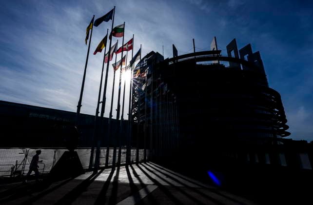 September 17, 2026, Strasbourg, France: A person arrives at the European Parliament in Strasbourg, France, on Thursday, Sept. 17, 2026. Strasbourg France  - ZUMAc35_ 20260917_zaf_c35_047 Copyright: xJustinxTangx