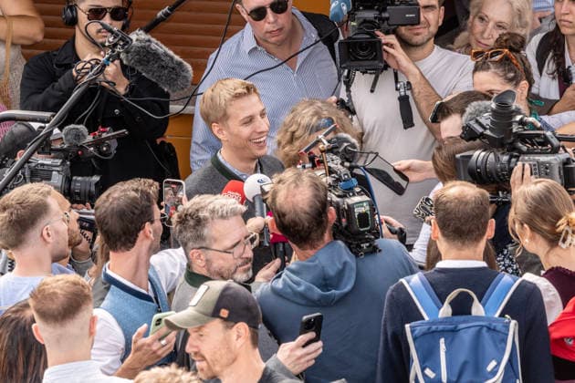 Oktoberfest 2026, Dominik Krause, Mayor of Munich, during the traditional press tour, speaking with the media, Munich, September 17, 2026 Germany, Munich, September 17, 2026, Oktoberfest 2026, Dominik Krause, Mayor of Munich, Green Party, during the traditio