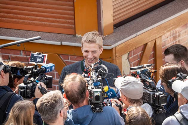 Oktoberfest 2026, Dominik Krause, Mayor of Munich, during the traditional press tour, speaking with the media, Munich, September 17, 2026 Germany, Munich, September 17, 2026, Oktoberfest 2026, Dominik Krause, Mayor of Munich, Green Party, during the traditio