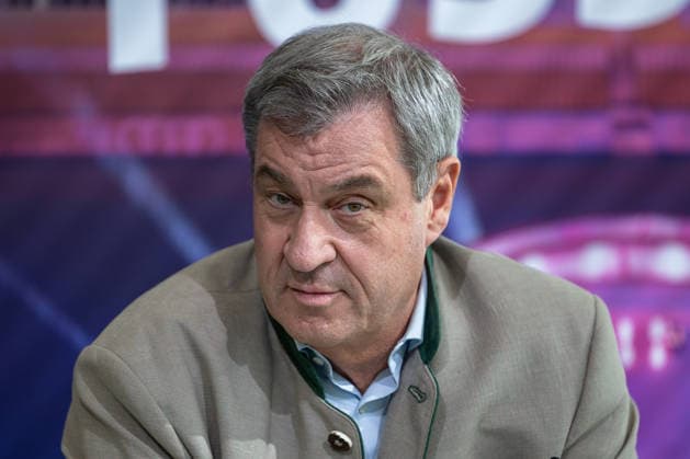 Statement of Interest by the City of Nuremberg, the Free State of Bavaria, and the BLSV Regarding the 20XX Finals, Nuremberg, September 17, 2026—Bavarian Minister-President Dr. Markus Söder (CSU) speaks at Max Morlock Stadium regarding the expression of interest for the Finals. His focused gaze underscores the seriousness of the announcement. Nuremberg, Max Morlock Stadium 20260917-6V2A1716-M4000