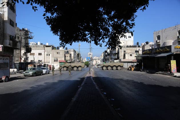 September 17, 2026, Nablus, Palestine: Armored Israeli military vehicles block the main road at the entrance to the Ein refugee camp, west of Nablus in the West Bank, during an Israeli military operation to search for weaponry. Residents reported that the army raided and searched homes and arrested five people, and some people were injured after being severely beaten. Nablus Palestine - ZUMAs197 20260917_aaa_s197_037 Copyright: xNasserxishatyehx