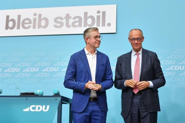 Berlin, Germany, September 17, 2026 Konrad Adenauer House CDU Election Campaign Final Push CDU s Top Candidate for Berlin, Stefan Evers, and Federal Chancellor Friedrich Merz CDU Copyright: xdtsxNachrichtenagenturx dts_135189
