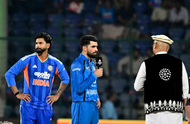 AFG vs IND, 3rd T20I New Delhi, Sep 17 (ANI): Afghanistan skipper Ibrahim Zadran and Indian skipper Shreyas Iyer at the toss for their 3rd T20I at Arun Jaitley Stadium, in New Delhi on Thursday. NEW DELHI Delhi India Copyright: xANIx ANI_20260917312