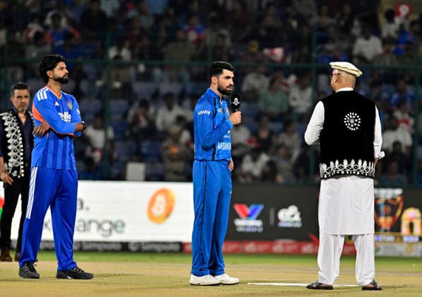 AFG vs IND, 3rd T20I New Delhi, Sep 17 (ANI): Afghanistan skipper Ibrahim Zadran and Indian skipper Shreyas Iyer at the toss for their 3rd T20I at Arun Jaitley Stadium, in New Delhi on Thursday. NEW DELHI Delhi India Copyright: xANIx ANI_20260917313