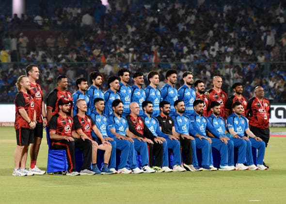AFG vs IND, 3rd T20I New Delhi, Sep 17 (ANI): Afghanistan team poses for a picture before the 3rd T20I against India at Arun Jaitley Stadium, in New Delhi on Thursday. NEW DELHI Delhi India Copyright: xANIx ANI_20260917317