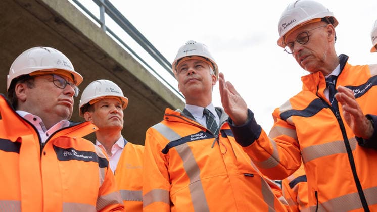 Federal Minister of Transportation Steffen Bilger inspects demolition work on the approach bridge of the North Bridge in Bonn, September 26, 2017. Oliver Krischer, Copyright: xMarcxJohnx