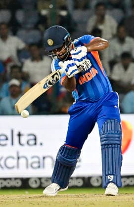 AFG vs IND, 3rd T20I New Delhi, Sep 17 (ANI): India s Sanju Samson plays a shot during the 3rd T20I against Afghanistan at Arun Jaitley Stadium, in New Delhi on Thursday. NEW DELHI Delhi India Copyright: xANIx ANI_20260917362