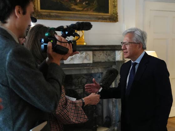 King meets with AI sector leaders Nvidia chief executive Jensen Huang records a pool interview ahead of a meeting hosted by King Charles III for leaders from the artificial intelligence (AI) sector, Government, and thought leaders to discuss how AI can be developed and deployed in ways that benefit society, at Dumfries House in Cumnock, Ayrshire. Picture date: Thursday September 17, 2026., Credit:Jonathan Brady PA ROTA - B68 Avalon UK, Cumnock  Copyright: xJonathanxBradyx xPAxROTAx-xB68x xAvalonx 1135695795