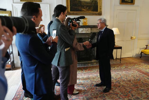 King meets with AI sector leaders Nvidia chief executive Jensen Huang records a pool interview ahead of a meeting hosted by King Charles III for leaders from the artificial intelligence (AI) sector, Government, and thought leaders to discuss how AI can be developed and deployed in ways that benefit society, at Dumfries House in Cumnock, Ayrshire. Picture date: Thursday September 17, 2026., Credit:Jonathan Brady PA ROTA - B68 Avalon UK, Cumnock  Copyright: xJonathanxBradyx xPAxROTAx-xB68x xAvalonx 1135695798
