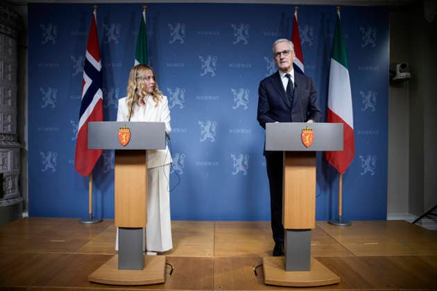 Italian Prime Minister Visits Norway Oslo 20260917 Italian Prime Minister Giorgia Meloni and Prime Minister Jonas Gahr Store Ap at the press conference following a meeting at the government’s official residence on Parkveien on Thursday afternoon. Photo: Stian Lysberg Solum, NTB, Oslo, Norway FDpxfGrhdbQ EDITORIAL USE ONLY Ref POLFDpxfGrhdbQ jpg  Copyright: xStianxLysbergxSolumx xNTBx