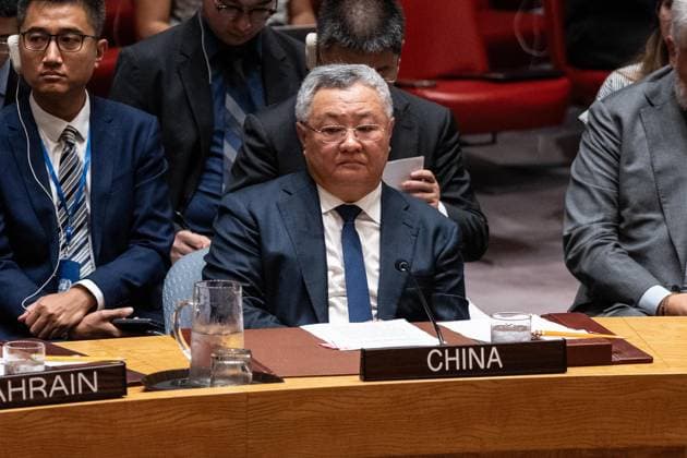 September 17, 2026, New York, New York, USA: Ambassador Fu Cong of China attends Security Council meeting on vote on a draft resolution extending the mandate of the Panel of Experts supporting the 1737 Iran Sanctions Committee for another year at UN Headquarters in New York, NY on September 17, 2026. Resolution failed to be adopted with 11 votes in favour; 2 against (Russian Federation, China); 2 abstentions (Somalia, Pakistan) as Russia and China hold veto power. New York USA  - ZUMAr339 20260917_znp_r339_020 Copyright: xLevxRadinx