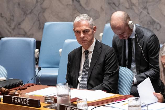 September 17, 2026, New York, New York, USA: Ambassador Jerome Bonnafont of France presides as France is the President of the Council for the month of September over Security Council meeting on vote on a draft resolution extending the mandate of the Panel of Experts supporting the 1737 Iran Sanctions Committee for another year at UN Headquarters in New York, NY on September 17, 2026. Resolution failed to be adopted with 11 votes in favour; 2 against (Russian Federation, China); 2 abstentions (Somalia, Pakistan) as Russia and China hold veto power. New York USA  - ZUMAr339 20260917_znp_r339_022 Copyright: xLevxRadinx