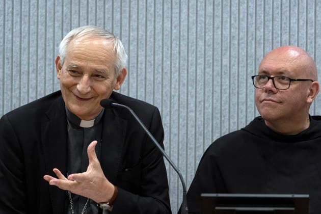 Vatican Italy,Rome,Vatican 2026 09 17 Cardinal Matteo Zuppi (L) accompanied by Brother Marco Moroni, ,speaks during Press conference to present the celebrations and the program for the feast of St. Francis of Assisi, Patron Saint of Italy (scheduled for October 3 and 4, 2026) .Copyright Alessia Giuliani Catholicpressphoto EDITORIAL USE ONLY - NO BOOKS Copyright: xALESSIAxGIULIANIx xCatholicxPressxPhotox