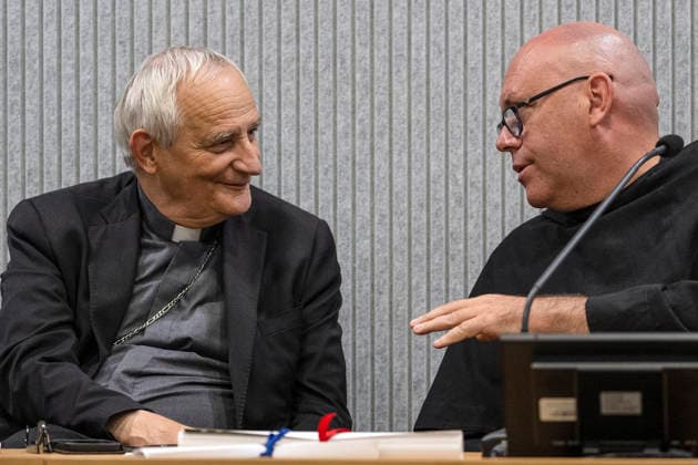 Vatican Italy,Rome,Vatican 2026 09 17 Cardinal Matteo Zuppi (L) accompanied by Brother Marco Moroni, ,speaks during Press conference to present the celebrations and the program for the feast of St. Francis of Assisi, Patron Saint of Italy (scheduled for October 3 and 4, 2026) .Copyright Alessia Giuliani Catholicpressphoto EDITORIAL USE ONLY - NO BOOKS Copyright: xALESSIAxGIULIANIx xCatholicxPressxPhotox