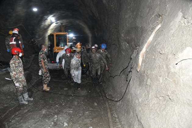Nepalese rescue teams continued searching for survivors following the devastating glacial floods that swept through the Himalayan region. Officials said 5 bodies were recovered from a tunnel buried by debris in Nepal on September 17, 2026. More than 8,700 Nepal Army personnel have been deployed across the affected areas. A joint rescue team conducted search and recovery operations for human remains and bodies along the Matilo Trishuli River and other flood-affected waterways.  NEP2026091705 NepalesexArmy