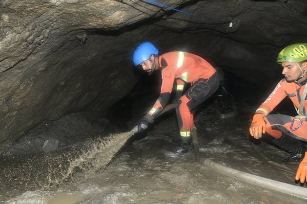 Nepalese rescue teams continued searching for survivors following the devastating glacial floods that swept through the Himalayan region. Officials said 5 bodies were recovered from a tunnel buried by debris in Nepal on September 17, 2026. More than 8,700 Nepal Army personnel have been deployed across the affected areas. A joint rescue team conducted search and recovery operations for human remains and bodies along the Matilo Trishuli River and other flood-affected waterways.  NEP2026091706 NepalesexArmy