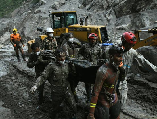 Nepalese rescue teams continued searching for survivors following the devastating glacial floods that swept through the Himalayan region. Officials said 5 bodies were recovered from a tunnel buried by debris in Nepal on September 17, 2026. More than 8,700 Nepal Army personnel have been deployed across the affected areas. A joint rescue team conducted search and recovery operations for human remains and bodies along the Matilo Trishuli River and other flood-affected waterways.  NEP2026091708 NepalesexArmy