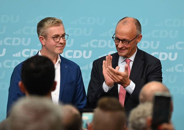 Chancellor Merz joins Evers for CDU Berlin’s Final Campaign Push in Berlin BERLIN, GERMANY - SEPTEMBER 17: Federal Chancellor Friedrich Merz and CDU Berlin lead candidate Stefan Evers take part in the final phase of the CDU’s Berlin election campaign under the motto: Keeping Extremists Out of Power. Solutions from the Centre , at the CDU Federal Headquarters in Berlin, Germany, on September 17, 2026. The Berlin House of Representatives election will take place on September 20, 2026. Volodymyr Sindieiev Anadolu Berlin Germany. Editorial use only. Please get in touch for any other usage.  Copyright: x2026xAnadoluxVolodymyrxSindieievx