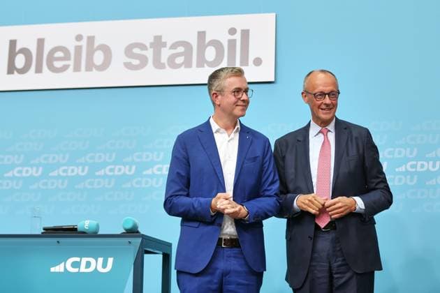 Berlin, Germany, September 17, 2026 Konrad Adenauer House CDU Election Campaign Final Push CDU s Top Candidate for Berlin, Stefan Evers, and Federal Chancellor Friedrich Merz CDU Copyright: xdtsxNachrichtenagenturx dts_135263