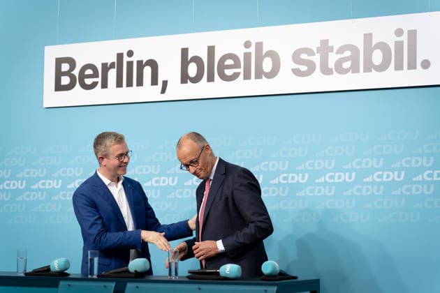 Final stretch of the election campaign, CDU, Konrad Adenauer House Berlin, Final stretch of the election campaign, CDU, Konrad Adenauer House, Federal Chancellor Friedrich Merz, CDU s leading candidate, Berlin, Stefan Evers Berlin Berlin GER