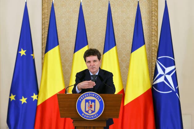 (260917) -- BUCHAREST, Sept. 17, 2026 -- Romanian President Nicusor Dan attends a press conference at Cotroceni Palace in Bucharest, Romania, Sept. 17, 2026. Nicusor Dan nominated liberal European lawmaker Siegfried Muresan as prime minister on Thursday. (Photo by Cristian Cristel Xinhua) ROMANIA-BUCHAREST-GOVERNMENT-PM-NOMINATION ZhouxHailun 