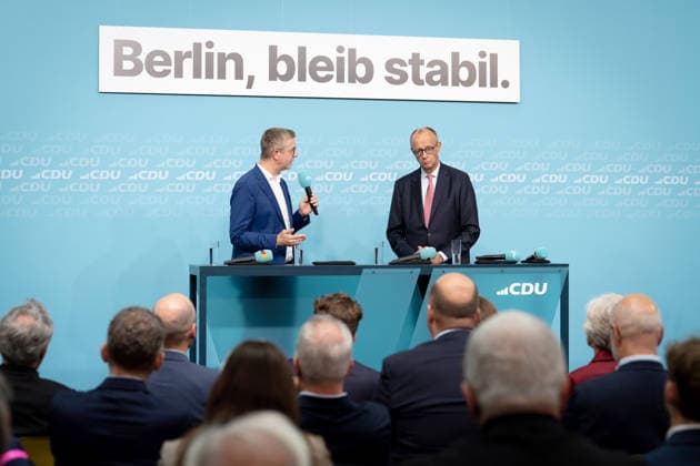 Final stretch of the election campaign, CDU, Konrad Adenauer House Berlin, Final stretch of the election campaign, CDU, Konrad Adenauer House, Federal Chancellor Friedrich Merz, CDU s leading candidate, Berlin, Stefan Evers Berlin Berlin GER