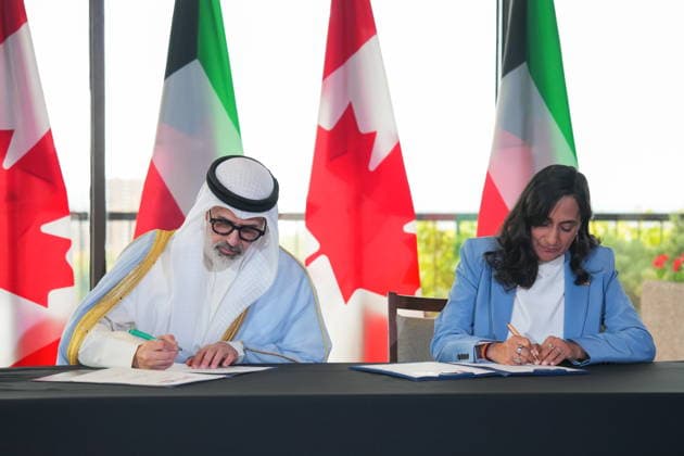 September 17, 2026, Ottawa, On, Canada: Anita Anand, Minister of Foreign Affairs, right, and Kuwaiti Foreign Minister Sheikh Jarrah Jaber Al-Ahmad Al-Sabah take part in a signing ceremony, in Ottawa, on Thursday, September 17, 2026. Ottawa Canada  - ZUMAc35_ 20260917_zaf_c35_073 Copyright: xChrisxTanouyex