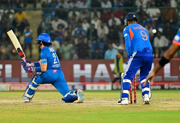 AFG vs IND, 3rd T20I New Delhi, Sep 17 (ANI): Afghanistan s Rahmanullah Gurbaz gets bowled by India s Axar Patel during the 3rd T20I at Arun Jaitley Stadium, in New Delhi on Thursday. NEW DELHI Delhi India Copyright: xANIx ANI_20260917419