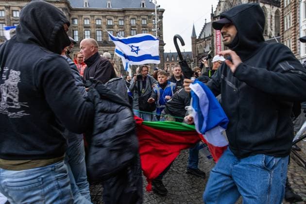 AMSTERDAM - Participants at a national demonstration on Dam Square organized by the working group Op de Bres voor IsraÃ«l together with other organizations. A counter-demonstration has also been announced. DINGENA MOL ANP netherlands out - belgium out  Copyright: xx x569001998x originalFilename: 569001998.jpg