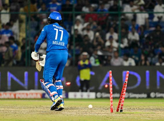 AFG vs IND, 3rd T20I New Delhi, Sep 17 (ANI): Afghanistan s Mohammad Nabi gets bowled by India s Nitish Reddy during the 3rd T20I at Arun Jaitley Stadium, in New Delhi on Thursday. NEW DELHI Delhi India Copyright: xANIx ANI_20260917438
