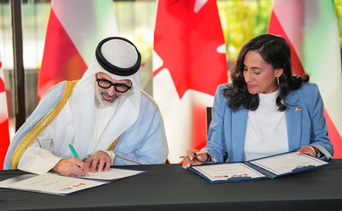 September 17, 2026, Ottawa, On, Canada: Anita Anand, Minister of Foreign Affairs, right, and Kuwaiti Foreign Minister Sheikh Jarrah Jaber Al-Ahmad Al-Sabah take part in a signing ceremony, in Ottawa, on Thursday, September 17, 2026. Ottawa Canada  - ZUMAc35_ 20260917_zaf_c35_074 Copyright: xChrisxTanouyex