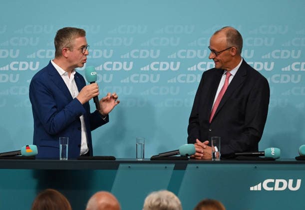German Chancellor Merz and CDU candidate Evers lead final campaign push for Berlin state election BERLIN, GERMANY – SEPTEMBER 17: Federal Chancellor Friedrich Merz and CDU Berlin lead candidate Stefan Evers take part in the final phase of the CDU’s Berlin election campaign under the motto: Keeping Extremists Out of Power. Solutions from the Centre , at the CDU Federal Headquarters in Berlin, Germany, on September 17, 2026. The Berlin House of Representatives election will take place on September 20, 2026 Volodymyr Sindieiev Anadolu Berlin Germany. Editorial use only. Please get in touch for any other usage.  Copyright: x2026xAnadoluxVolodymyrxSindieievx