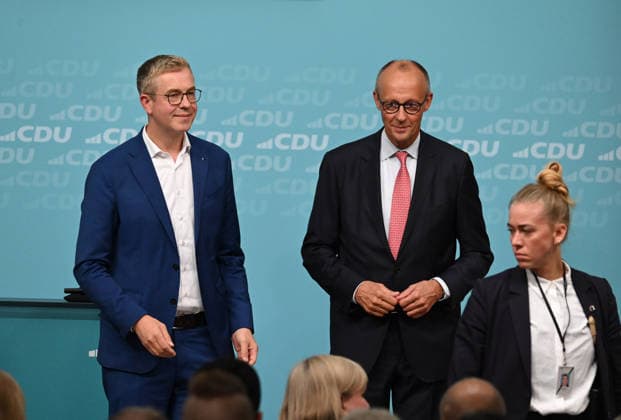 German Chancellor Merz and CDU candidate Evers lead final campaign push for Berlin state election BERLIN, GERMANY – SEPTEMBER 17: Federal Chancellor Friedrich Merz and CDU Berlin lead candidate Stefan Evers take part in the final phase of the CDU’s Berlin election campaign under the motto: Keeping Extremists Out of Power. Solutions from the Centre , at the CDU Federal Headquarters in Berlin, Germany, on September 17, 2026. The Berlin House of Representatives election will take place on September 20, 2026 Volodymyr Sindieiev Anadolu Berlin Germany. Editorial use only. Please get in touch for any other usage.  Copyright: x2026xAnadoluxVolodymyrxSindieievx
